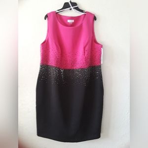 Calvin Klein Pink and Black Sleeveless Sheath Dress.